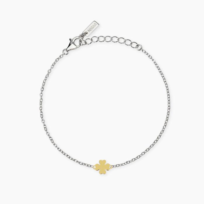 Bracciale in argento con quadrifoglio in oro 9K COLPO DI FORTUNA