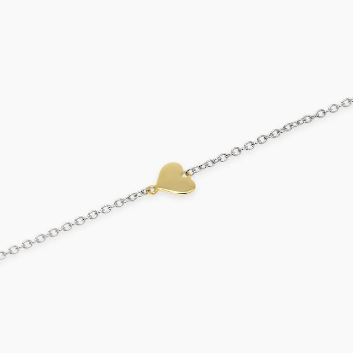 Bracciale in argento con cuore in oro 9K PETIT AMOUR