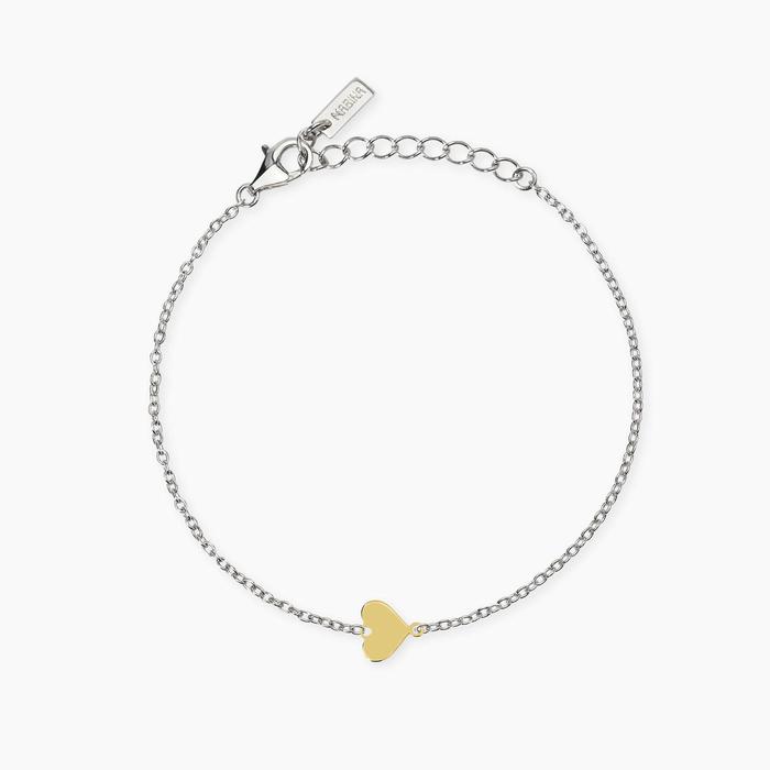 Bracciale in argento con cuore in oro 9K PETIT AMOUR