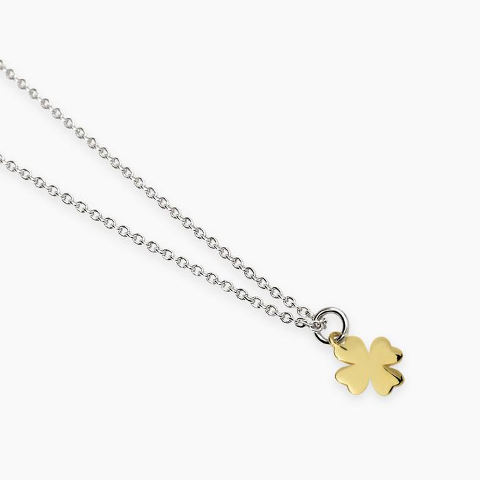 Girocollo da donna in argento con quadrifoglio in oro 9K COLPO DI FORTUNA