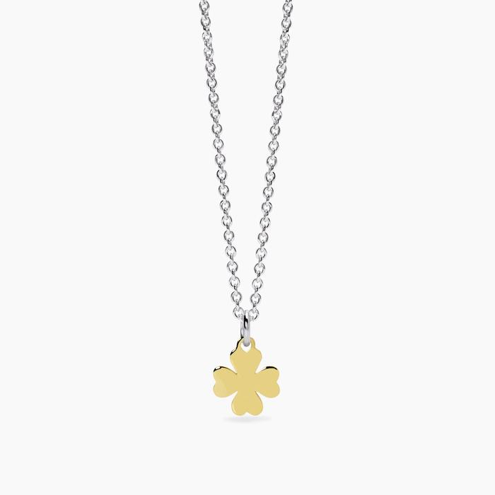 Girocollo da donna in argento con quadrifoglio in oro 9K COLPO DI FORTUNA