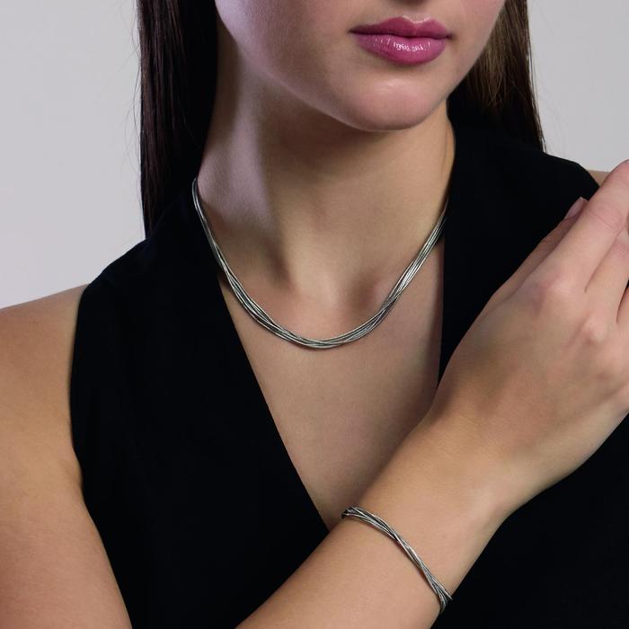 Girocollo in acciaio argentato con catene snake Style 59