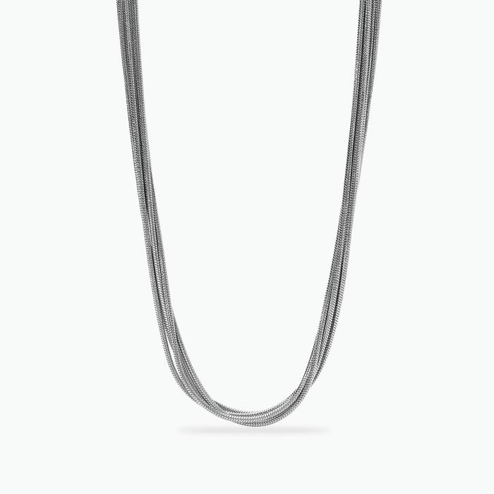 Girocollo in acciaio argentato con catene snake Style 59