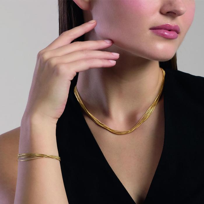 Girocollo in acciaio dorato con catene snake Style 59