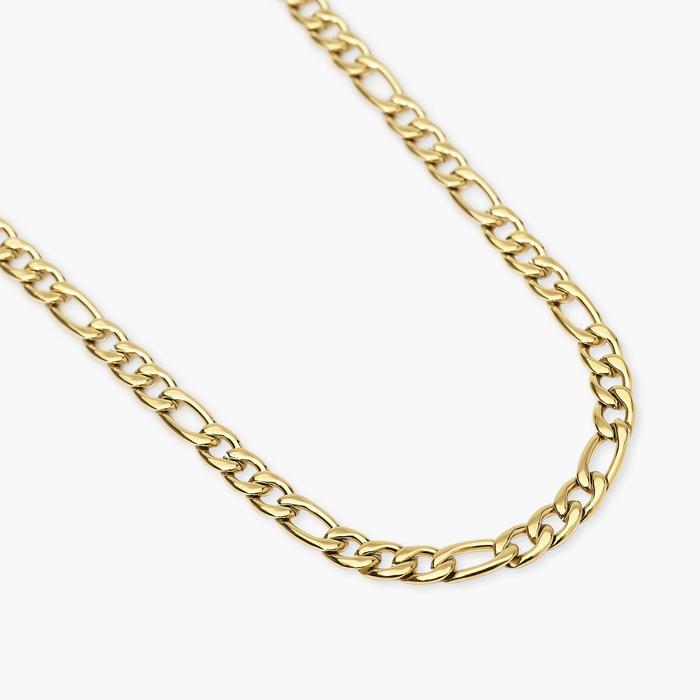 Collana uomo in acciaio dorato con catena figaro Style 36