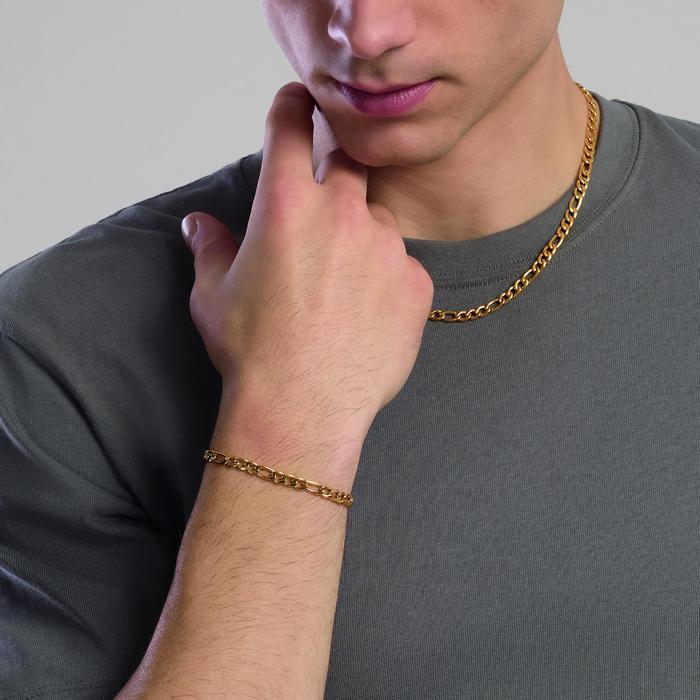 Collana uomo in acciaio dorato con catena figaro Style 36
