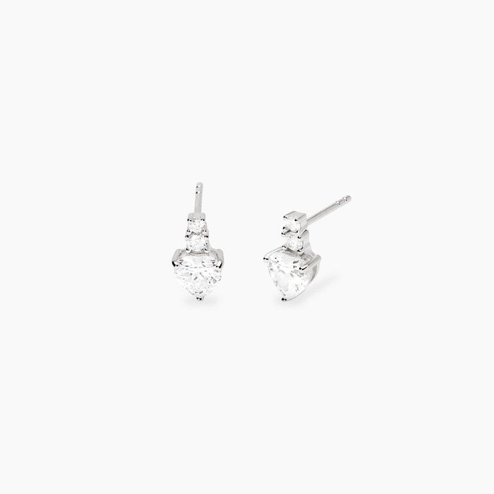 Orecchini con cuore pendente in zirconi bianchi ROUGE