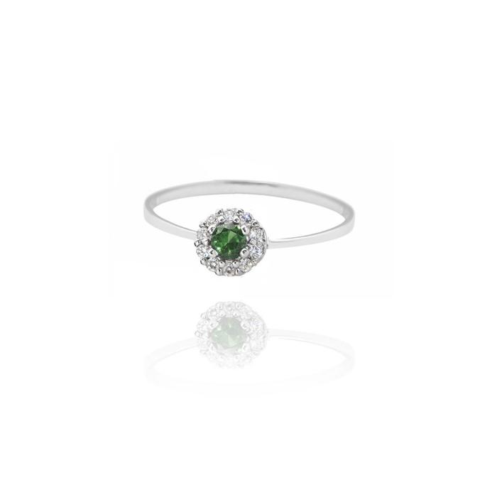 Anello Zircone Smeraldo d'Oro Vero