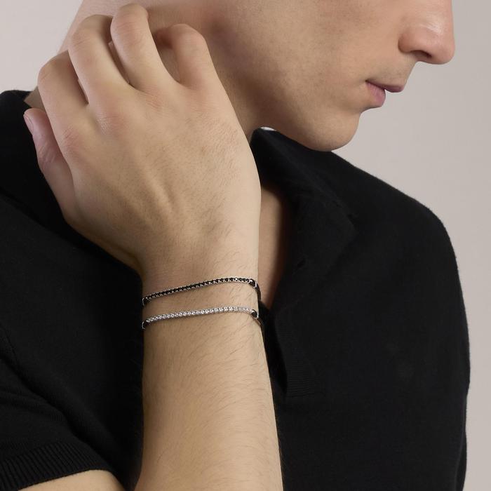 Bracciale con cordino e tennis di zirconi neri MIDNIGHT