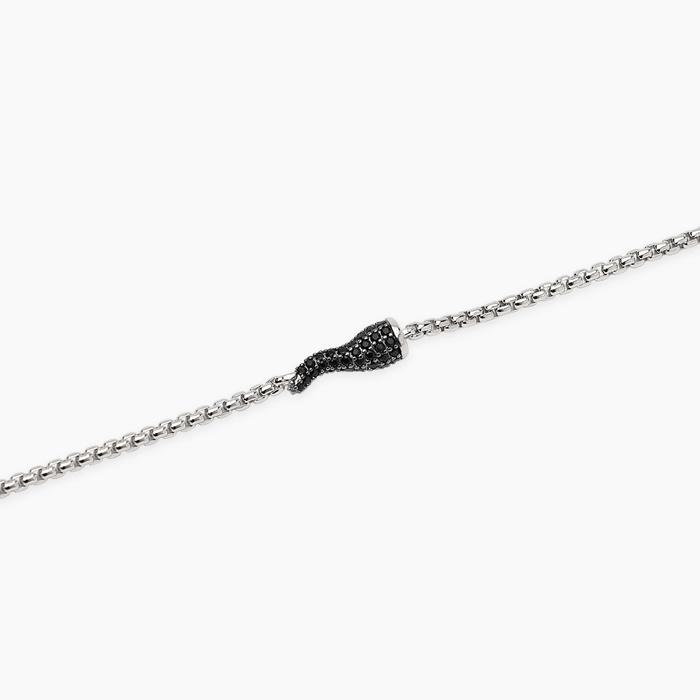 Bracciale con cornetto in zirconi neri e catena veneta IL QUATTRINO