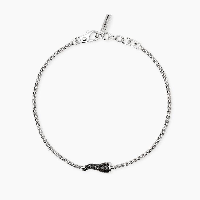 Bracciale con cornetto in zirconi neri e catena veneta IL QUATTRINO