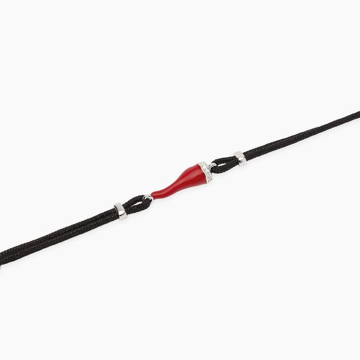 Bracciale con cornetto rosso smaltato e cordino nero IL QUATTRINO