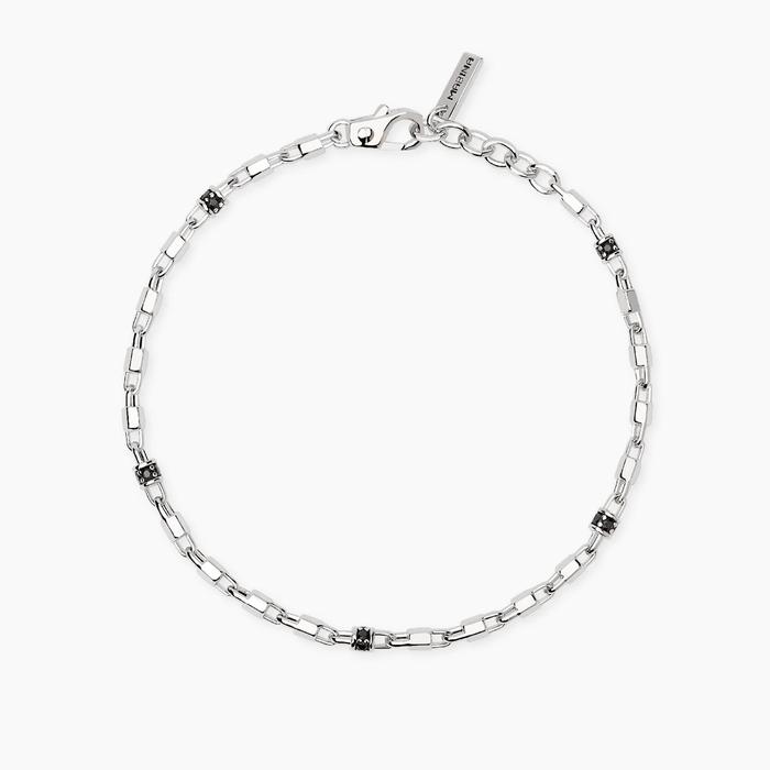 Bracciale regolabile con elementi esagonali e zirconi neri WAY OUT