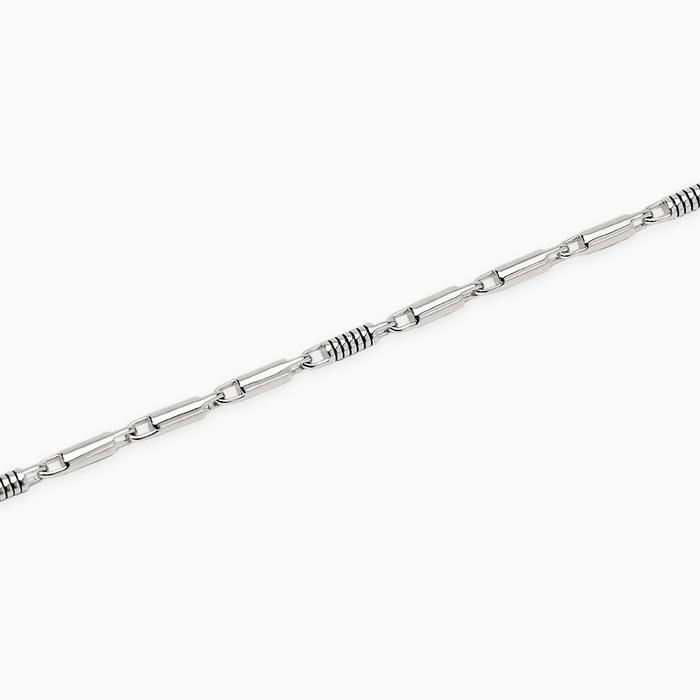 Bracciale regolabile con cilindri lucidi e incisioni nere ROLLER