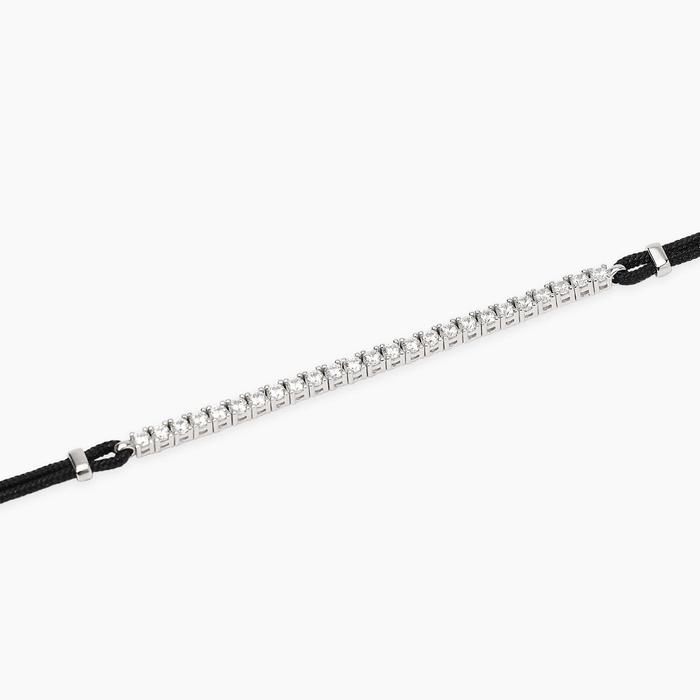 Bracciale con cordino e tennis di zirconi bianchi MIDNIGHT