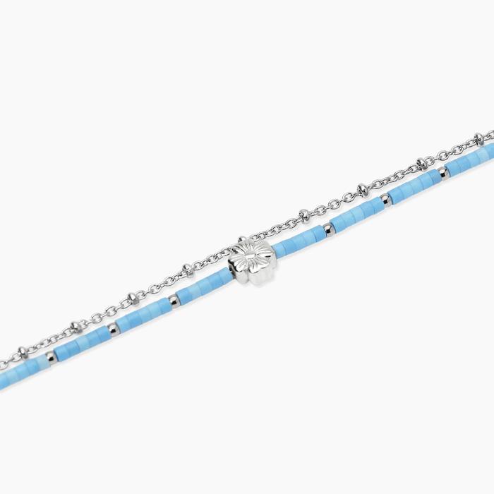 Bracciale con catene in acciaio e turchese Style 76