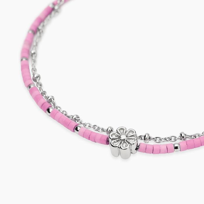 Bracciale con catene in acciaio e rosa Style 76