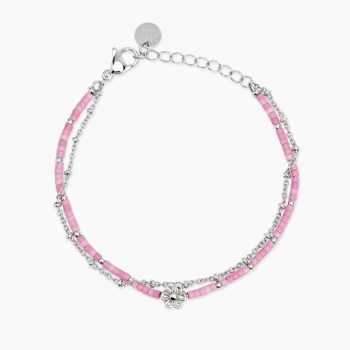 Bracciale con catene in acciaio e rosa Style 76