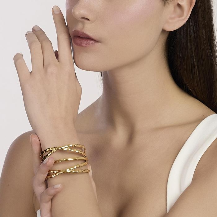 Bracciale cuff in acciaio dorato Style 73