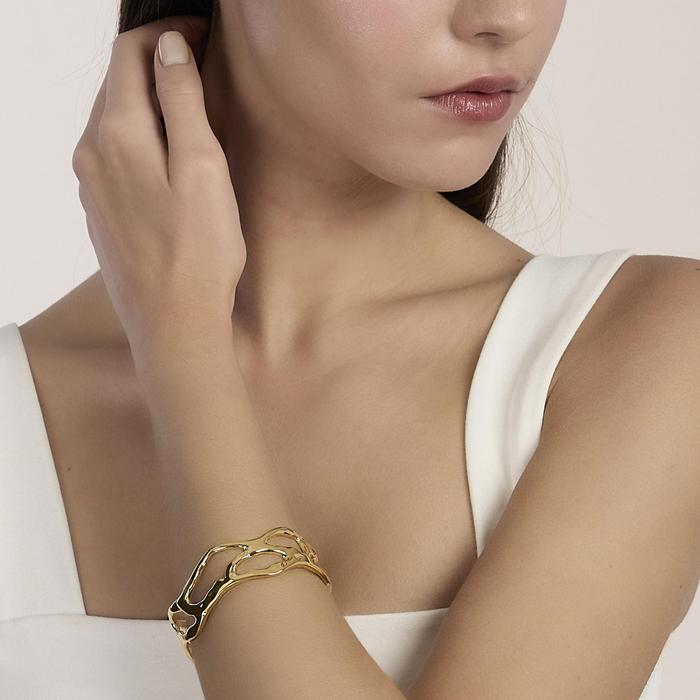 Bracciale cuff in acciaio dorato Style 73