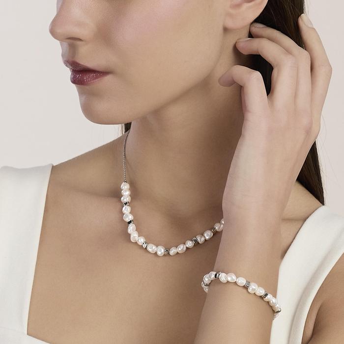 Girocollo in acciaio e perle conchiglia Style 70