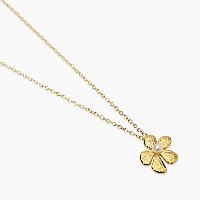 Girocollo con fiore in acciaio dorato martellato Style 65