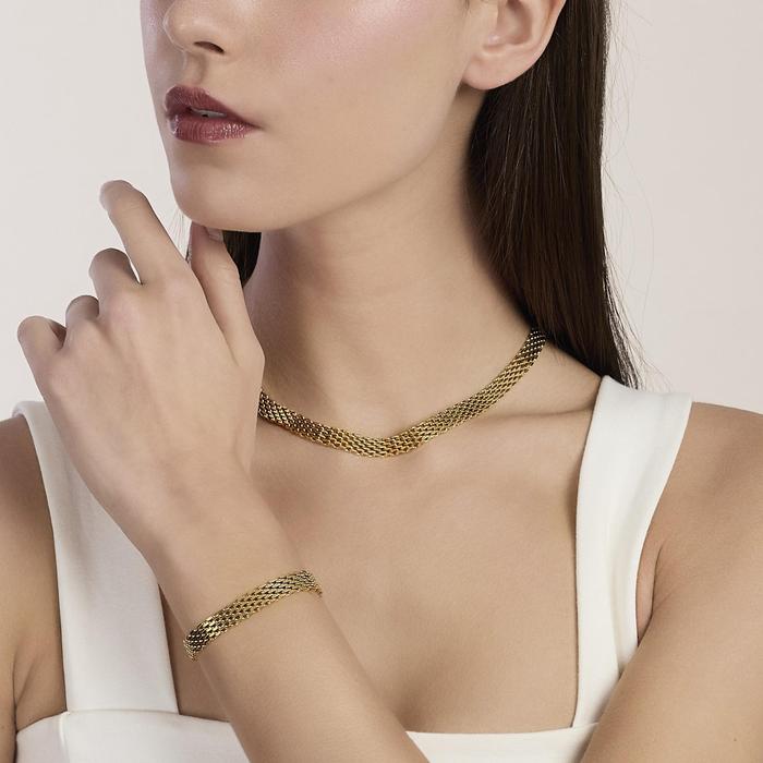 Girocollo regolabile dorato con catena mesh Style 72