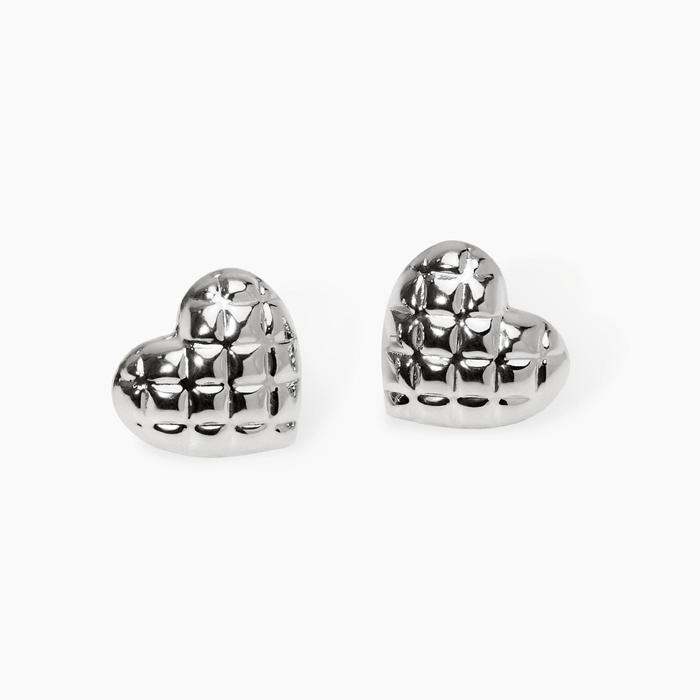 Orecchini cuore in acciaio matelassé Style 75