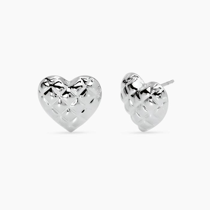 Orecchini cuore in acciaio matelassé Style 75