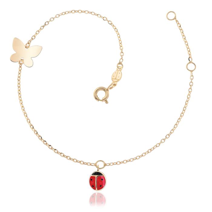Bracciale Farfalla Coccinella d'Oro Vero