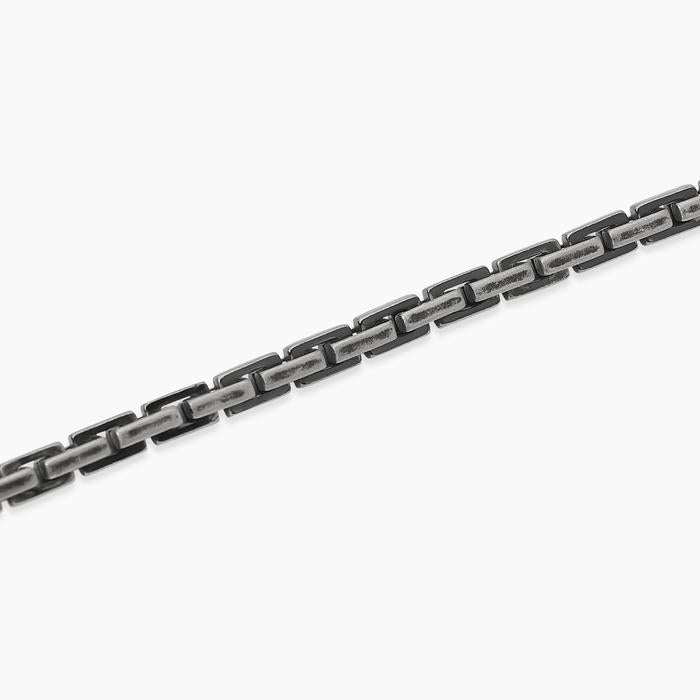 Bracciale nero in acciaio con catena cardano Style 06