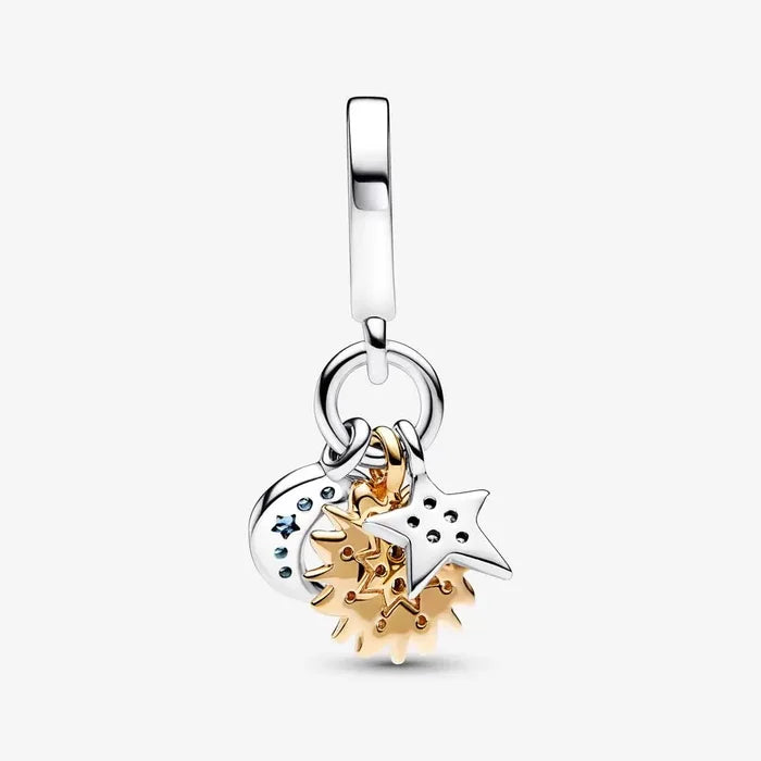 Charm Pendente Stella, Sole e Luna