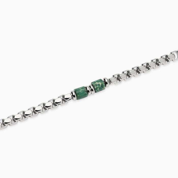 Bracciale con catena veneta e cilindri in diaspro verde Style 03