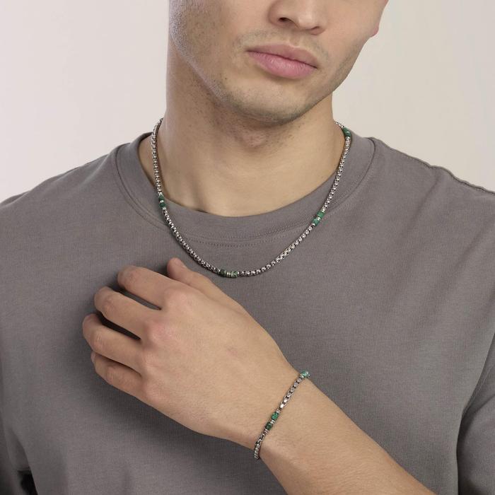 Bracciale con catena veneta e cilindri in diaspro verde Style 03