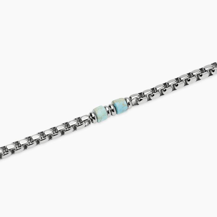 Bracciale con catena veneta e cilindri in diaspro azzurro Style 03
