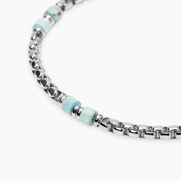 Bracciale con catena veneta e cilindri in diaspro azzurro Style 03