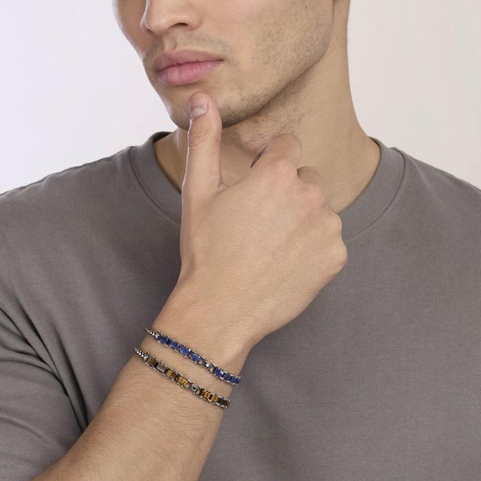 Bracciale con catena franco con occhio di tigre Style 44