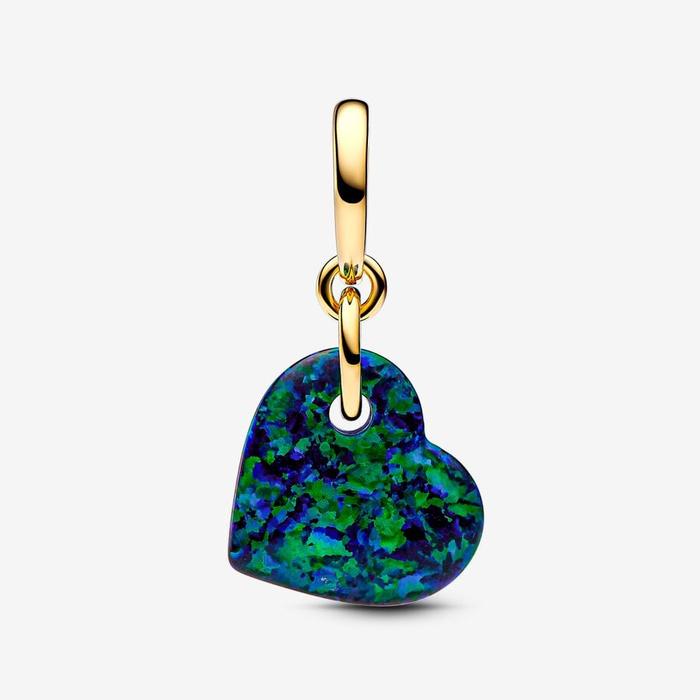 Charm Pendente Cuore Opale Verde e Blu