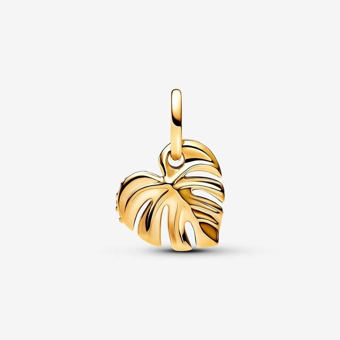 Charm Pendente Foglia di Monstera Scintillante
