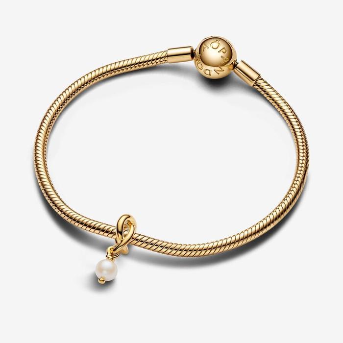 Charm Pendente Cerchio Eterno Bianco Perla d’Acqua Dolce Coltivata Giugno