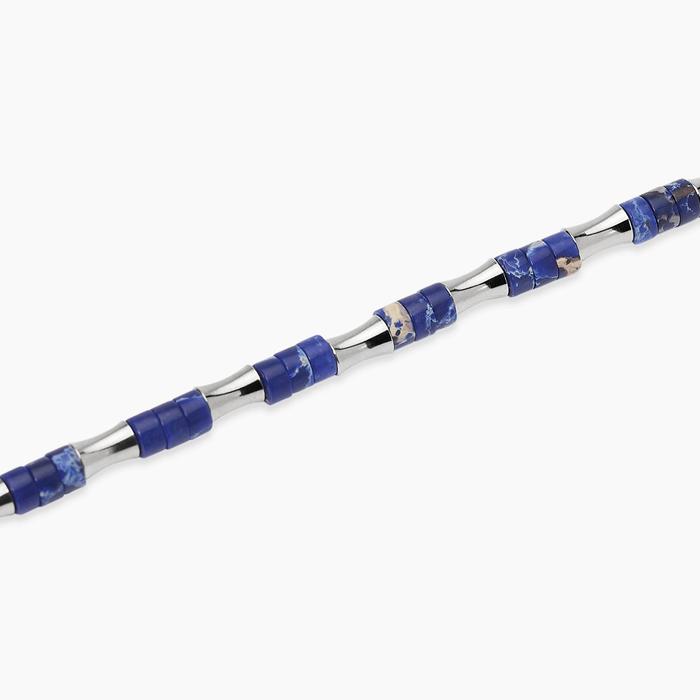 Bracciale con elementi bambù in acciaio e diaspro blu Style 50
