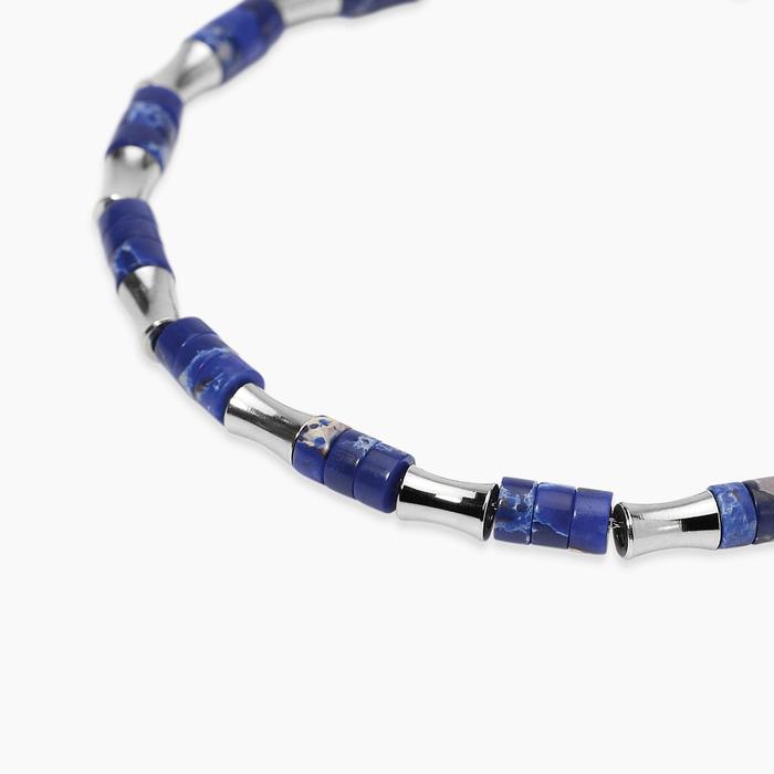 Bracciale con elementi bambù in acciaio e diaspro blu Style 50