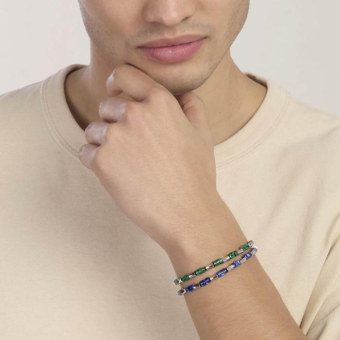 Bracciale con elementi bambù in acciaio e diaspro blu Style 50