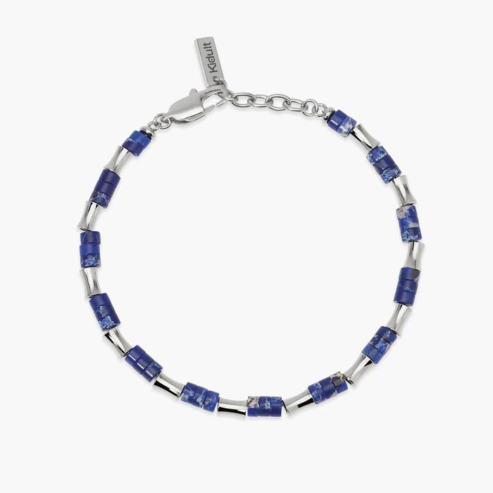 Bracciale con elementi bambù in acciaio e diaspro blu Style 50