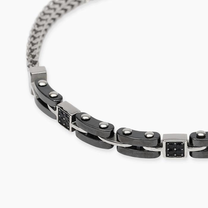 Bracciale in acciaio e ceramica nera Style 56