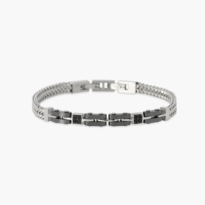 Bracciale in acciaio e ceramica nera Style 56