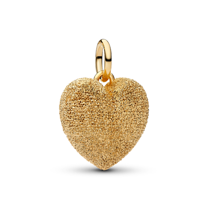 Charm Pendente Cuore Puffy effetto diamantato