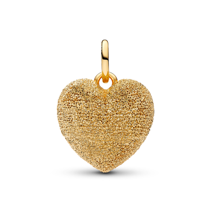 Charm Pendente Cuore Puffy effetto diamantato