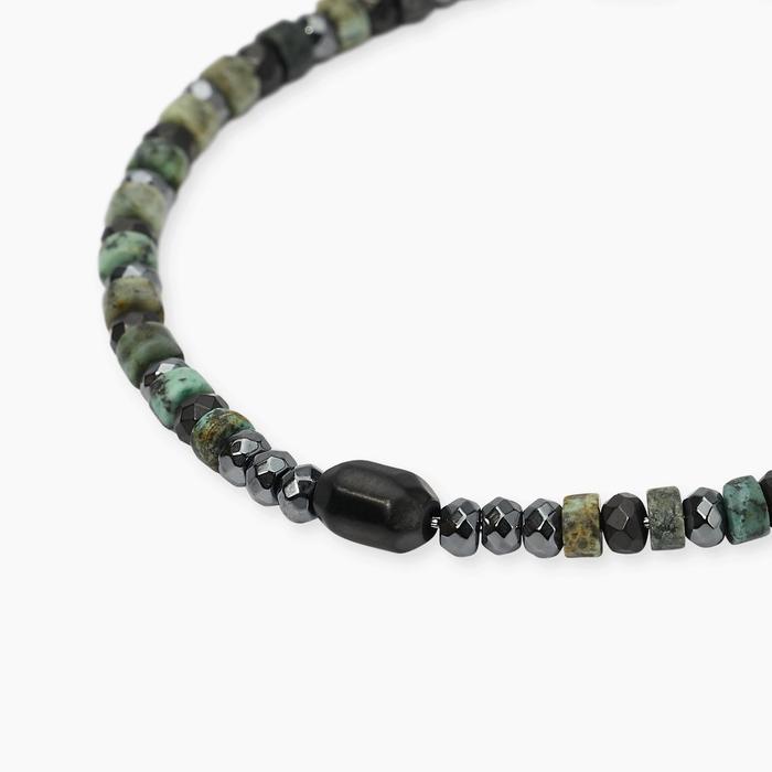 Bracciale regolabile con ematite e turchese verde Style 40