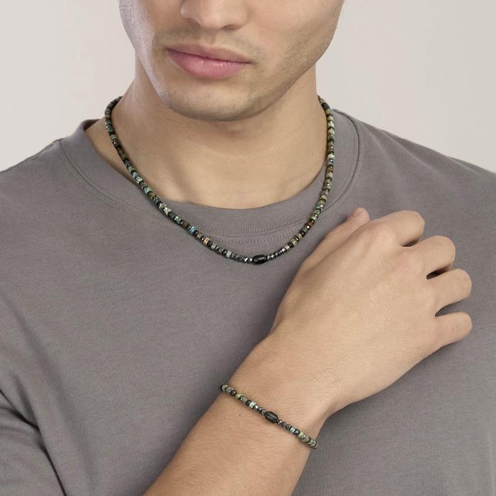 Bracciale regolabile con ematite e turchese verde Style 40
